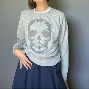 Zadig & Voltaire Gray Graphic Scull Sweatshirt Oversized Cotton Modal Punk XS